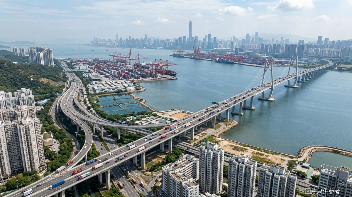洪水橋經跨境通道連接深圳灣口岸貨運示意