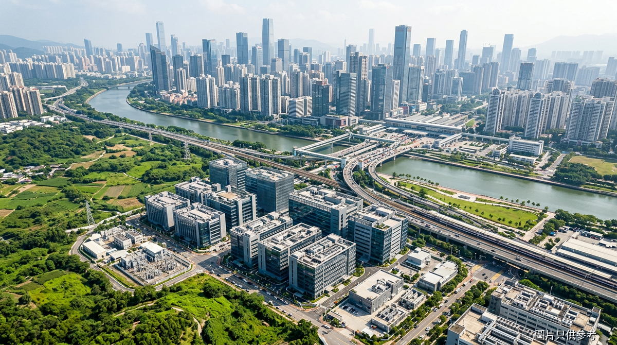 沙嶺鄰近羅湖口岸，跨境連接深圳的數據樞紐示意